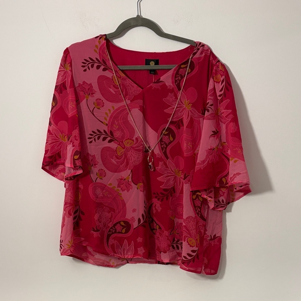 JM Collection Pink Floral Blouse